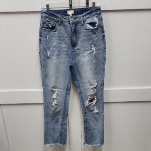 Wonderly Distressed Blue Cropped Jeans